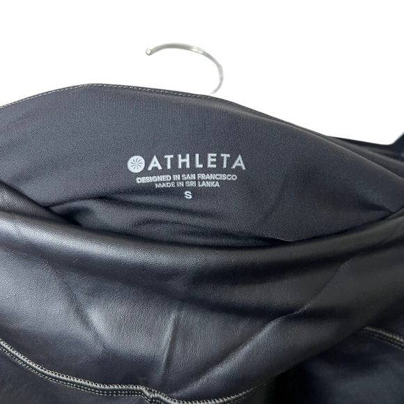 Athleta All Over Gleam Black Vegan Leather Leggings Size S - Picture 2 of 4